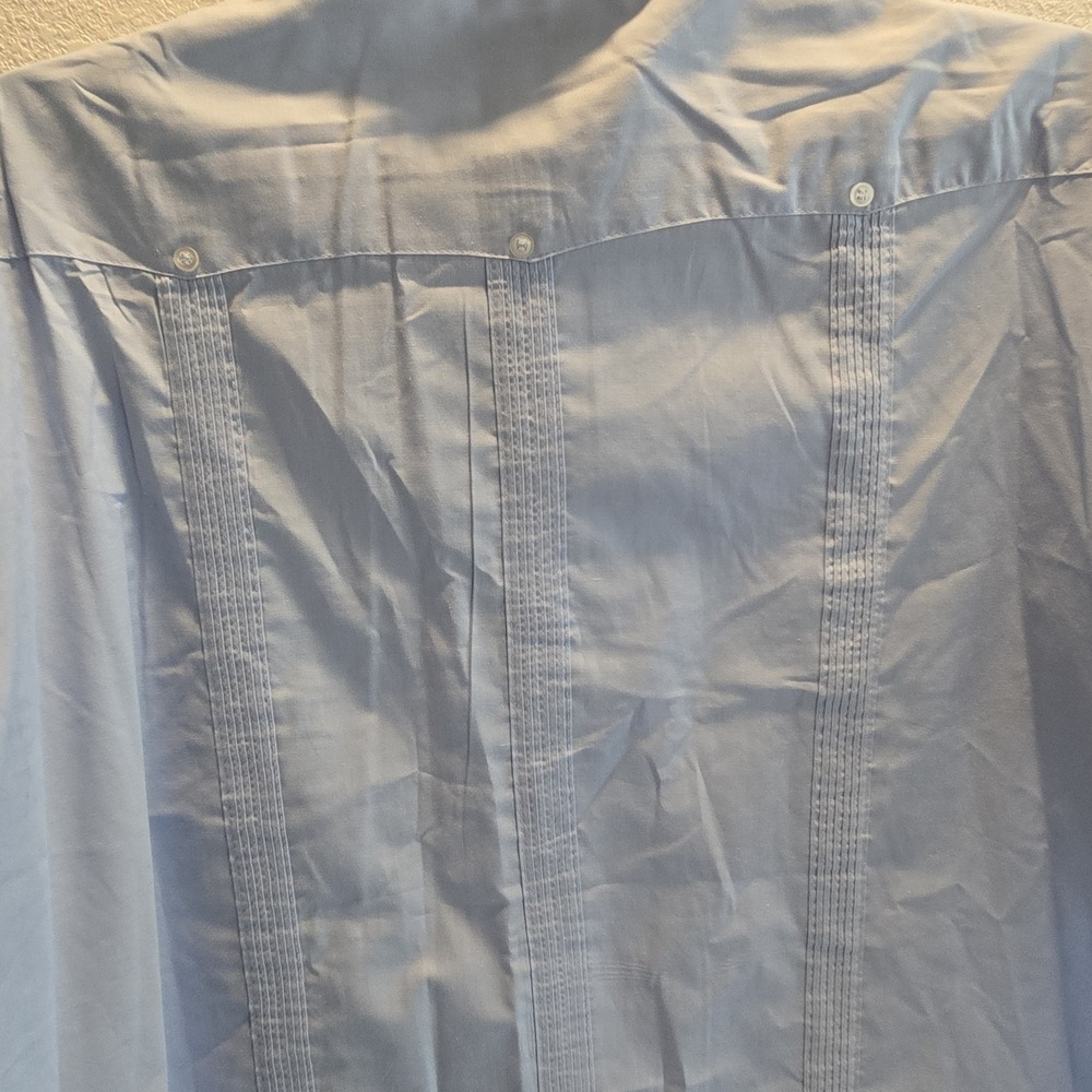 Vintage Vic Vic Blue Guayabera Shirt Mens Embroidered Cuban Wedding Shirt - Picture 12 of 12